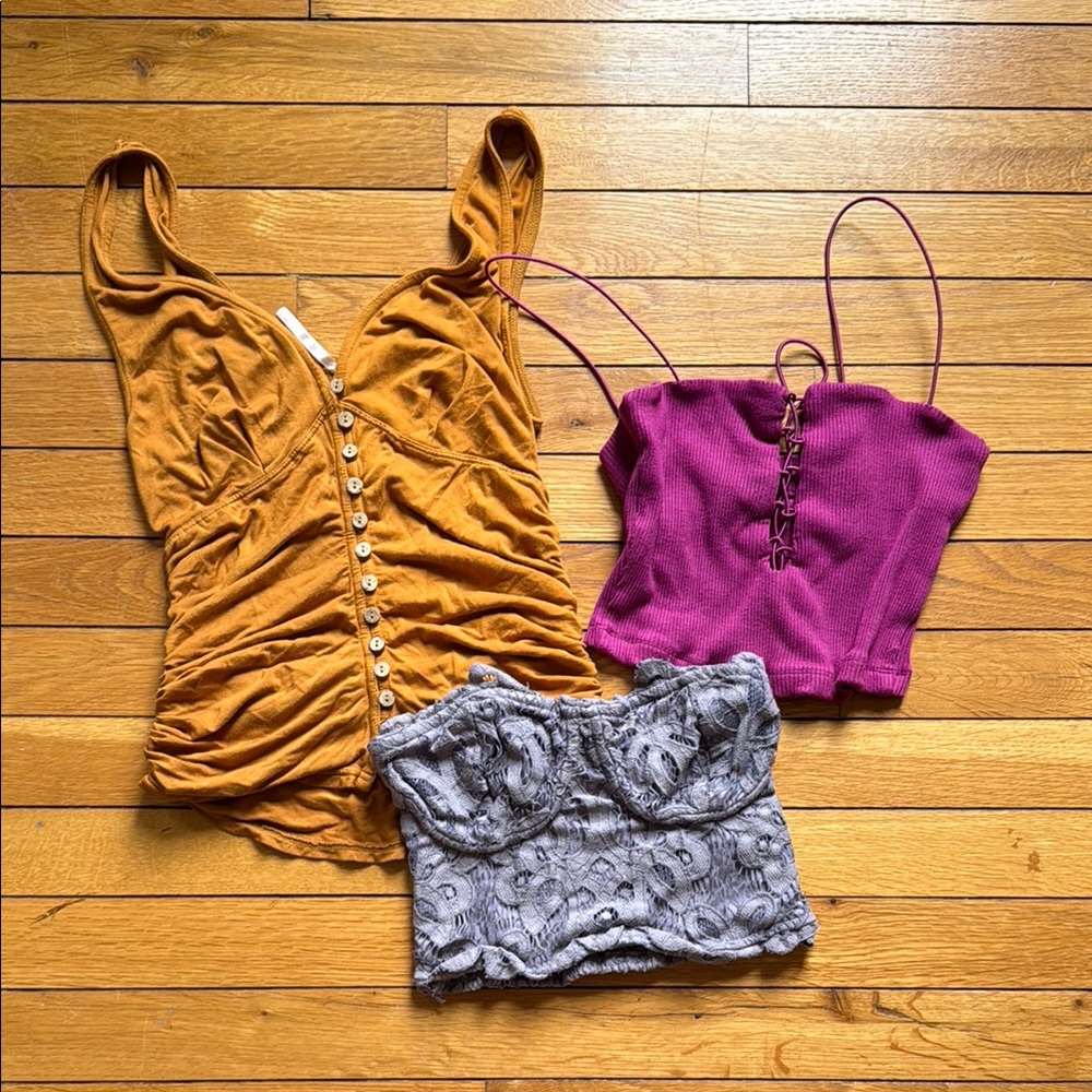 Free People Women's Tops Set - Mustard, Purple, Gray